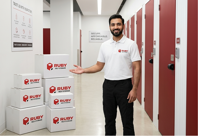 ruby self storage crew visiting storage units